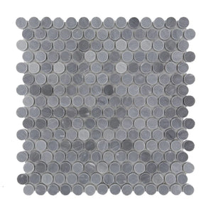 Bardiglio | ¾ Penny Round Mosaic | Color: Grey | Material: Marble | Finish: Honed | Sold By: SQFT | Tile Size: 12"x12"x0.375" | Commercial: Yes | Residential: Yes | Floor Rated: Yes | Wet Areas: Yes | AJ-23-0809