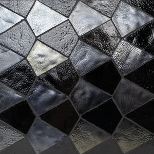 Artisan Edge - Pave | Color: Black/Pewter-SP | Material: Glass | Finish: Blend | Sold By: Case | Square Foot Per Case: 7.91 | Tile Size: 10.125"x11.25"x0.24" | Commercial: Yes | Residential: Yes | Floor Rated: Yes | Wet Areas: Yes | AJ-23-1603