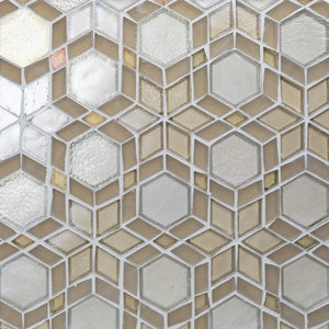 Artisan Edge - Fez | Color: Champagne SP | Material: Glass | Finish: Blend | Sold By: Case | Square Foot Per Case: 5.6 | Tile Size: 8.375"x9.625"x0.24" | Commercial: Yes | Residential: Yes | Floor Rated: Yes | Wet Areas: Yes | AJ-23-1603