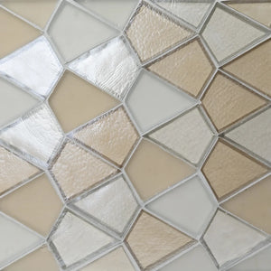 Artisan Edge - Pave | Color: Mica | Material: Glass | Finish: Blend | Sold By: Case | Square Foot Per Case: 7.91 | Tile Size: 10.125"x11.25"x0.24" | Commercial: Yes | Residential: Yes | Floor Rated: Yes | Wet Areas: Yes | AJ-23-1603
