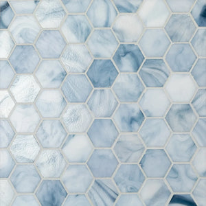 Las Playas - 1 5/8 Hexagon  | Color: Encinitas | Material: Glass | Finish: Blend | Sold By: Case | Square Foot Per Case: 9.79 | Tile Size: 11.937"x11.812"x0.24" | Commercial: No | Residential: Yes | Floor Rated: Yes | Wet Areas: Yes | AJ-23-1603