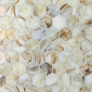 Las Playas - 1 5/8 Hexagon  | Color: Solana | Material: Glass | Finish: Blend | Sold By: Case | Square Foot Per Case: 9.79 | Tile Size: 11.812"x11.937"x0.24" | Commercial: No | Residential: Yes | Floor Rated: Yes | Wet Areas: Yes | AJ-23-1603