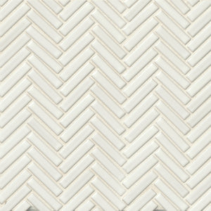 RTH DECO | Herringbone 1/2x2 | Color: White | Material: Porcelain | Finish: Gloss | Sold By: Case | Square Foot Per Case: 9.59 | Tile Size: 11"x11"x0.375" | Commercial: No | Residential: Yes | Floor Rated: No | Wet Areas: Yes | AJ-23-205