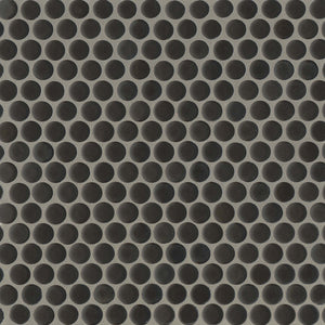 RT Penny | ¾ Penny Round | Color: Charcoal | Material: Porcelain | Finish: Matte | Sold By: Case | Square Foot Per Case: 10 | Tile Size: 12"x12"x0.125" | Commercial: Yes | Residential: Yes | Floor Rated: Yes | Wet Areas: Yes | AJ-23-205