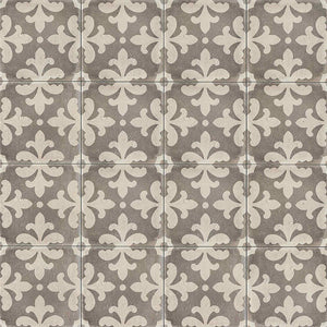 Encaustic | Color: Grey | Material: Porcelain | Finish: Villa | Sold By: Case | Square Foot Per Case: 8 | Tile Size: 12"x12"x0.375" | Commercial: Yes | Residential: Yes | Floor Rated: Yes | Wet Areas: Yes | AJ-23-205