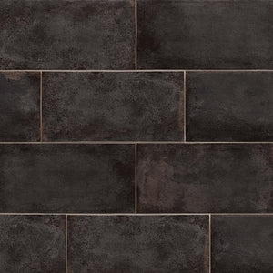 Encaustic | Color: Black | Material: Porcelain | Finish: Matte | Sold By: Case | Square Foot Per Case: 10.87 | Tile Size: 9"x18"x0.375" | Commercial: Yes | Residential: Yes | Floor Rated: Yes | Wet Areas: No | AJ-23-205