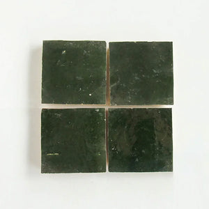 Zellige | Color: Dark Green | Material: Ceramic | Finish: Gloss | Sold By: Case | Square Foot Per Case: 10.76 | Tile Size: 4"x4"x0.787" | Commercial: Yes | Residential: Yes | Floor Rated: Yes | Wet Areas: Yes | AJ-23-3337-EZR1010-19