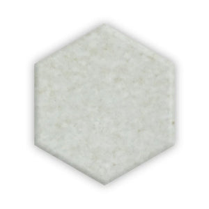 Oatmeal 4” Hexagon | Color: White | Material: Porcelain | Finish: Satin | Sold By: SQFT | Tile Size: 4"x4"x0.313" | Commercial: Yes | Residential: Yes | Floor Rated: Yes | Wet Areas: Yes | AJ-23-1301