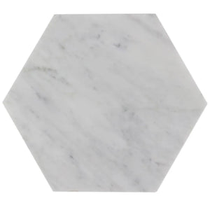 Bianco Carrara | Color: Grey White | Material: Marble | Finish: Hexagon Honed | Sold By: SQFT | Tile Size: 10"x10"x0.375" | Commercial: Yes | Residential: Yes | Floor Rated: Yes | Wet Areas: Yes | AJ-23-0809