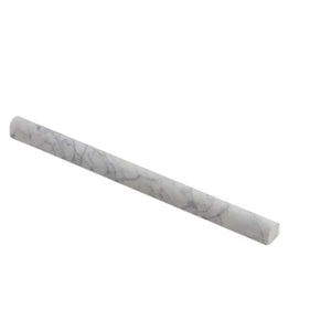 Bianco Carrara | Pencil Liner | Color: Grey White | Material: Marble | Material: Marble | Finish: Honed | Sold By: Piece | Tile Size: 0.75"x12"x0.75" | Commercial: Yes | Residential: Yes | Floor Rated: Yes | Wet Areas: Yes | AJ-23-0809
