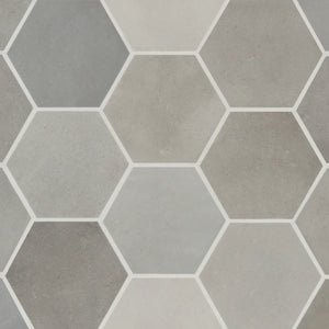 Dion | Hexagon | Color: Greige | Material: Porcelain | Finish: Matte | Sold By: SQFT | Tile Size: 4"x5"x0.375" | Commercial: Yes | Residential: Yes | Floor Rated: Yes | Wet Areas: Yes | AJ-23-205