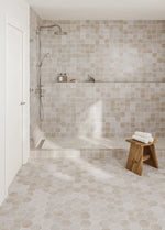 Dion | Hexagon | Color: Taupe | Material: Porcelain | Finish: Matte | Sold By: SQFT | Tile Size: 4"x5"x0.375" | Commercial: Yes | Residential: Yes | Floor Rated: Yes | Wet Areas: Yes | AJ-23-205