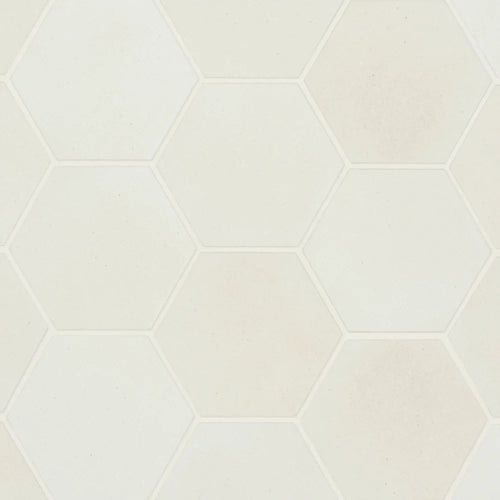 Dion | Hexagon | Color: White | Material: Porcelain | Finish: Matte | Sold By: SQFT | Tile Size: 4"x5"x0.375" | Commercial: Yes | Residential: Yes | Floor Rated: Yes | Wet Areas: Yes | AJ-23-205