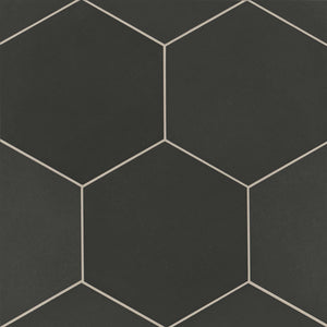 Mikura | Hexagon | Color: Black | Material: Porcelain | Finish: Matte | Sold By: Case | Square Foot Per Case: 10.76 | Tile Size: 10"x10"x0.25" | Commercial: Yes | Residential: Yes | Floor Rated: Yes | Wet Areas: Yes | AJ-23-205