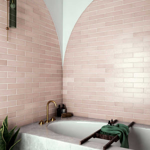 Mikura | Color: Blush | Material: Porcelain | Finish: Matte | Sold By: Case | Square Foot Per Case: 5.38 | Tile Size: 2.5"x10"x0.25" | Commercial: Yes | Residential: Yes | Floor Rated: Yes | Wet Areas: Yes | AJ-23-205