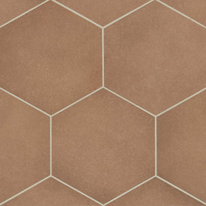 Mikura | Hexagon | Color: Red Clay | Material: Porcelain | Finish: Matte | Sold By: Case | Square Foot Per Case: 10.76 | Tile Size: 10"x10"x0.25" | Commercial: Yes | Residential: Yes | Floor Rated: Yes | Wet Areas: Yes | AJ-23-205