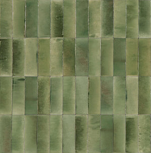 Granada I 2x6 | Gloss | Green | Material: Ceramic | Finish: Gloss | Sold By: SQFT | Tile Size: 2"x6"x0.375" | Commercial: Yes | Residential: Yes | Floor Rated: No | Wet Areas: No | AJ-23-0205