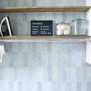 Handcraft | Color: Baby Blue | Material: Ceramic | Finish: Gloss | Sold By: Case | Square Foot Per Case: 10.64 | Tile Size: 2.5"x8"x0.375" | Commercial: Yes | Residential: Yes | Floor Rated: No | Wet Areas: Yes | AJ-23-205
