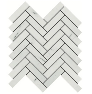 Contessa Bianco | 1x4 Herringbone Mosaic | Color: White/Light Grey | Material: Marble | Finish: Honed | Sold By: Sheet | Tile Size: 11"x12"x0.375" | Commercial: Yes | Residential: Yes | Floor Rated: Yes | Wet Areas: Yes | AJ-23-