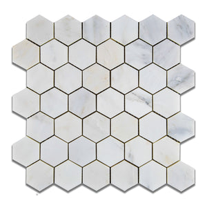 Contessa Bianco | 2x2 Hexagon Mosaic | Color: White | Material: Marble | Finish: Honed | Sold By: Sheet | Tile Size: 2"x2"x0.375" | Commercial: Yes | Residential: Yes | Floor Rated: No | Wet Areas: No | AJ-23-1920