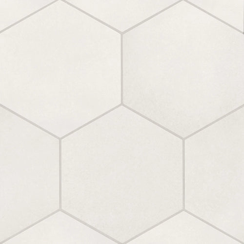 Mikura | Hexagon | Color: White | Material: Porcelain | Finish: Matte | Sold By: Case | Square Foot Per Case: 10.76 | Tile Size: 10"x10"x0.25" | Commercial: Yes | Residential: Yes | Floor Rated: Yes | Wet Areas: Yes | AJ-23-205