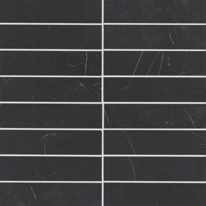 Rembrandt | Color: Black | Material: Marble | Finish: Honed | Sold By: SQFT | Tile Size: 2"x8"x0.375" | Commercial: Yes | Residential: Yes | Floor Rated: Yes | Wet Areas: Yes | AJ-23-205