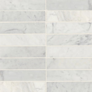 Rembrandt | Color: White | Material: Marble | Finish: Honed | Sold By: SQFT | Tile Size: 2"x8"x0.375" | Commercial: Yes | Residential: Yes | Floor Rated: Yes | Wet Areas: Yes | AJ-23-205
