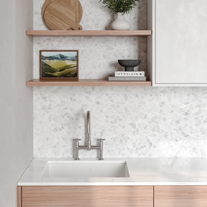 Rembrandt | Mosaic | Color: White | Material: Marble | Finish: Honed | Sold By: SQFT | Tile Size: 10.125"x10.125"x0.375" | Commercial: Yes | Residential: Yes | Floor Rated: Yes | Wet Areas: Yes | AJ-23-205