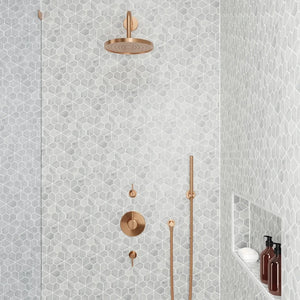 Rembrandt | Mosaic | Color: White | Material: Marble | Finish: Honed | Sold By: SQFT | Tile Size: 9.625"x9.75"x0.375" | Commercial: Yes | Residential: Yes | Floor Rated: Yes | Wet Areas: Yes | AJ-23-205