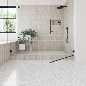 Rembrandt | Mosaic | Color: White | Material: Marble | Finish: Honed | Sold By: SQFT | Tile Size: 9.625"x9.75"x0.375" | Commercial: Yes | Residential: Yes | Floor Rated: Yes | Wet Areas: Yes | AJ-23-205