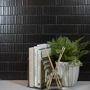 Hayashi | Color: Night | Material: Porcelain | Finish: Ribbed | Sold By: Case | Square Foot Per Case: 13.34 | Tile Size: 2.5"x9"x0.375" | Commercial: Yes | Residential: Yes | Floor Rated: Yes | Wet Areas: Yes | AJ-23-1920