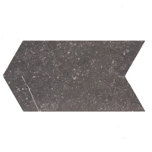 Noir Sully | Chevron | Color: Charcoal Grey | Material: Limestone | Finish: Honed | Sold By: SQFT | Tile Size: 3"x10"x0.375" | Commercial: Yes | Residential: Yes | Floor Rated: Yes | Wet Areas: Yes | AJ-23-0809