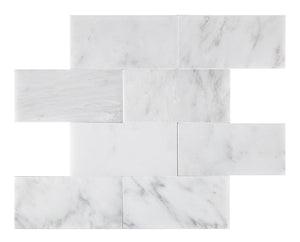 Contessa Bianco | Color: White/Light Grey | Material: Marble | Finish: Honed | Sold By: SQFT | Tile Size: 3"x6"x0.375" | Commercial: Yes | Residential: Yes | Floor Rated: Yes | Wet Areas: Yes | AJ-23-1920