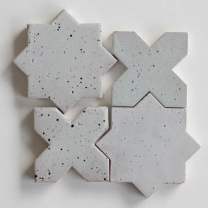 Tierra-Star & Cross | Color: Nieve Punto | Material: Ceramic | Finish: Gloss | Sold By: CASE | Square Foot Per Case: 5.52 | Tile Size: 4"x4"x0.433" | Commercial: Yes | Residential: Yes | Floor Rated: Yes | Wet Areas: Yes | AJ-23-3337-EZTIERSTX ESTRELLA-Nieve Punto-Star & Cross